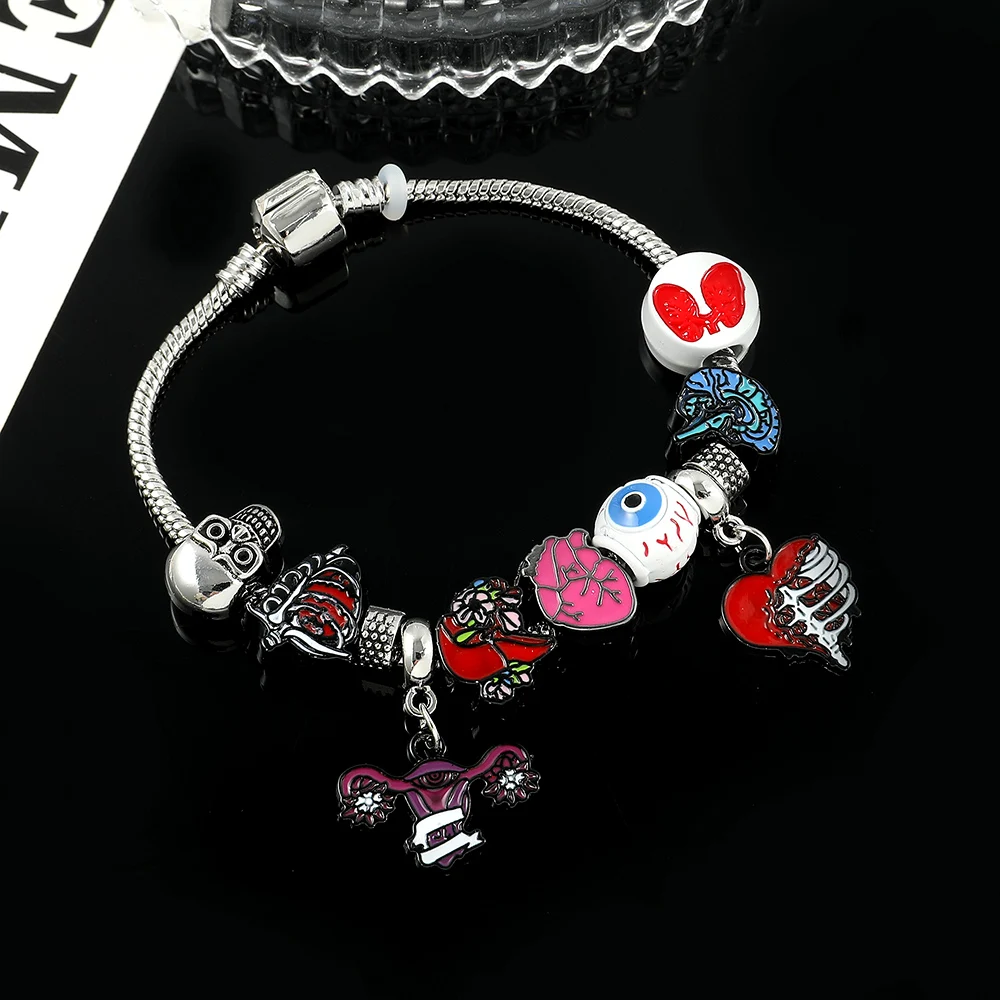 Heart Uterus Charm Bracelet Punk Organ Pendant Bracelet Hip Hop Alternative Personality Hand Accessories Party Jewelry