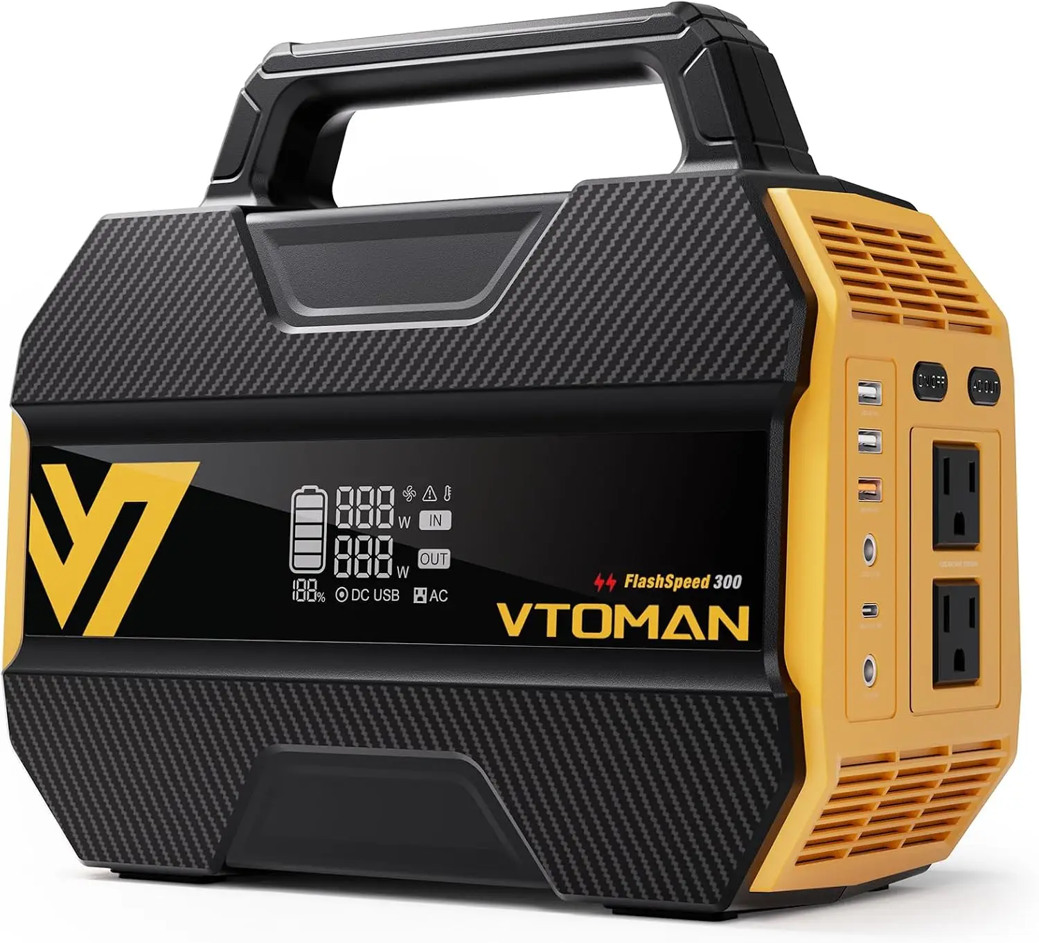 Portable Power Station 300W 230Wh LiFePO4 Battery 3000 Life Cycles 600W Peak 100W PD USB C Fast Charge 6 Outputs Outdoor Camping
