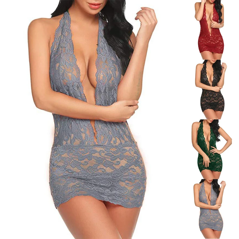 

Women Sexy Deep V Neck Bodycon Dress See Through Nightdress Clubwear Lingerie Sexy Hot Erotic Women Solid Underwear Erotic