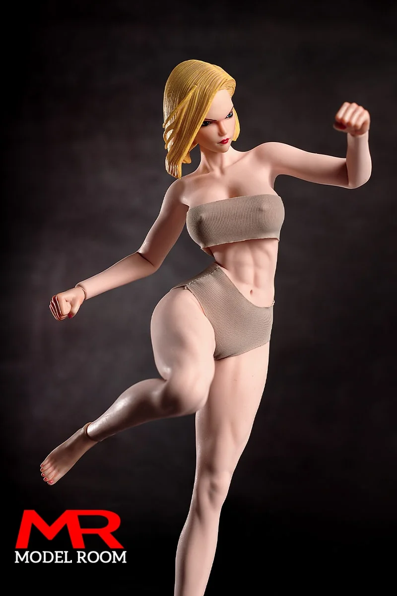 1/6 Scale Fighting Girl Muscle Seamless Body Model 12'' Soldatin Big Breast Action Figure Puppe mit physiologischen Details