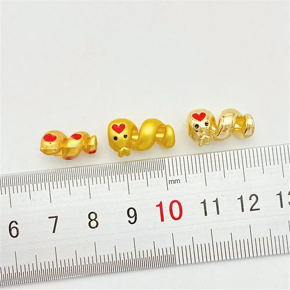 

14K Gold-wrapped Love Snake Beads Zodiac Snake Year Loose Beads Handmade DIY Bracelet Necklace Jewelry Material Accessories