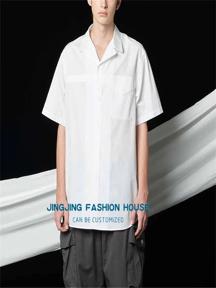 S-6XL!!Spring and summer new loose tide brand men's shirt short sleeve handsome casual shirt popular pointed collar top