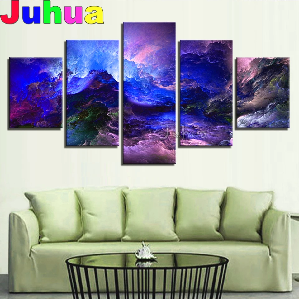 

5 Piece Diamond Painting Abstract Psychedelic Nebula Space New Arrivals Full diamond embroidery kit Cross stitch Mosaic Decor