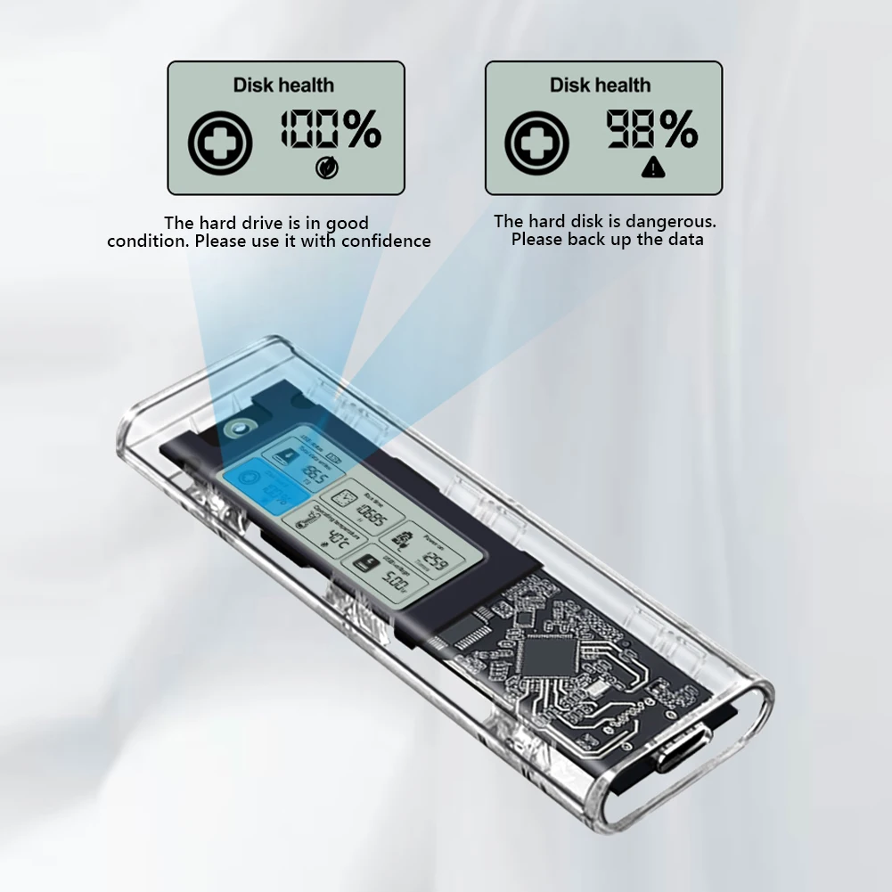 Casing Solid State Drive M.2NVME/NGFF Protokol Ganda Casing Drive Tampilan Digital Serbaguna Adaptor Eksternal USB M.2 SL-TN10-P-AC