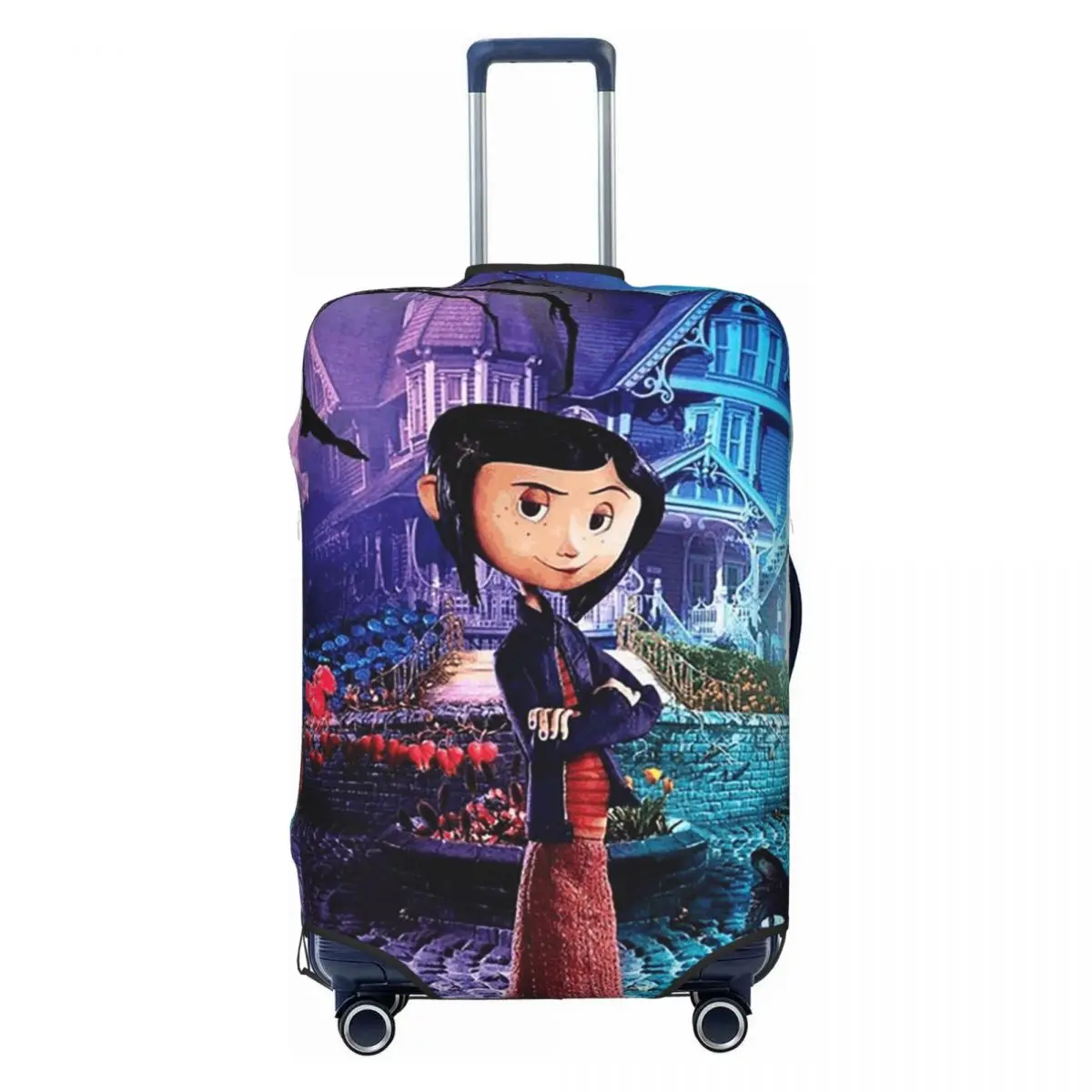 

Custom Halloween Horror Film Coraline Luggage Cover Protector Dust Proof Travel Suitcase Covers