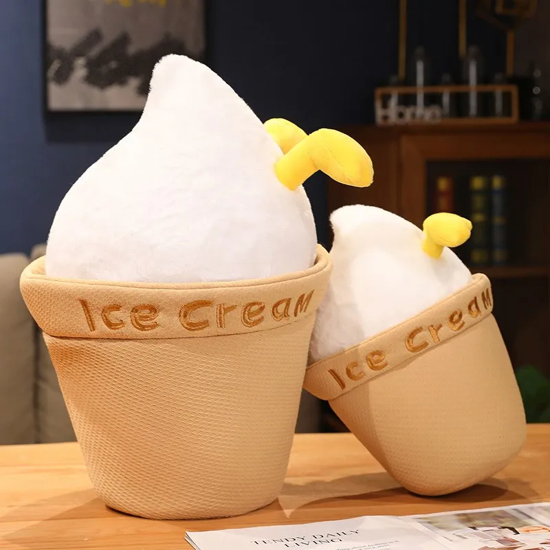 

33cm/45cm Creative Duck in Ice Cream Plush Pillow With Blanket Soft Stuffed Cartoon Snack Doll Funny Toys Birthday Gift for Kids