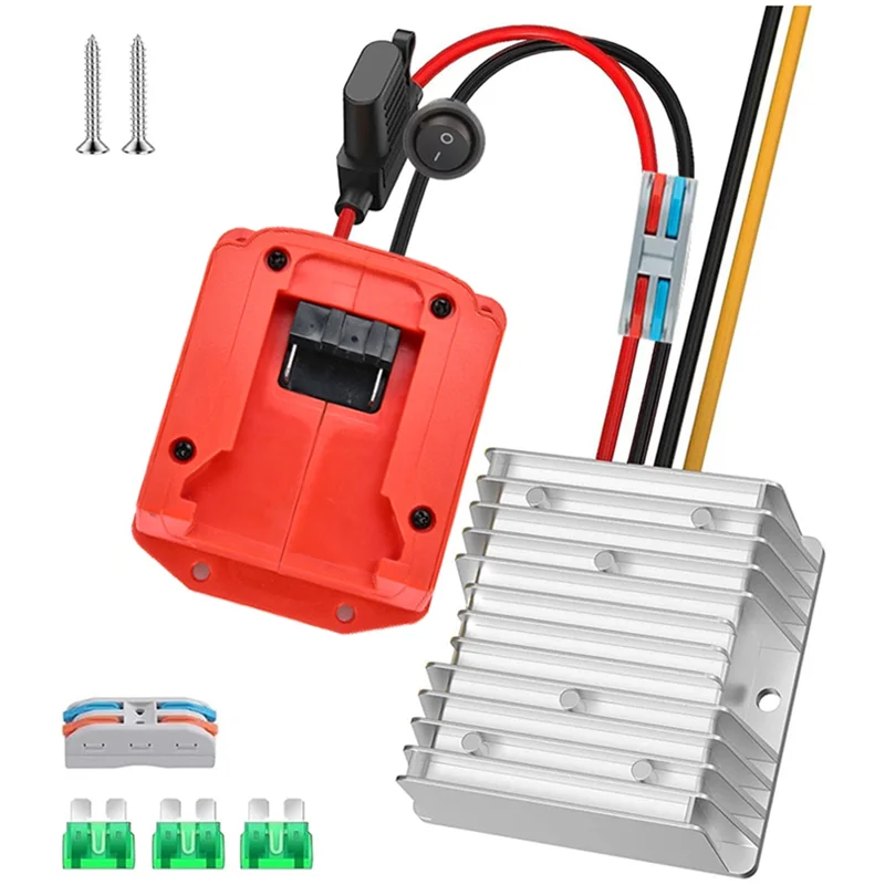 

CQMF-18V To 12V Buck Converter With Fuse For 18V M18 Power Wheel Battery Adapter DC 12V 20A 240W Buck Converter