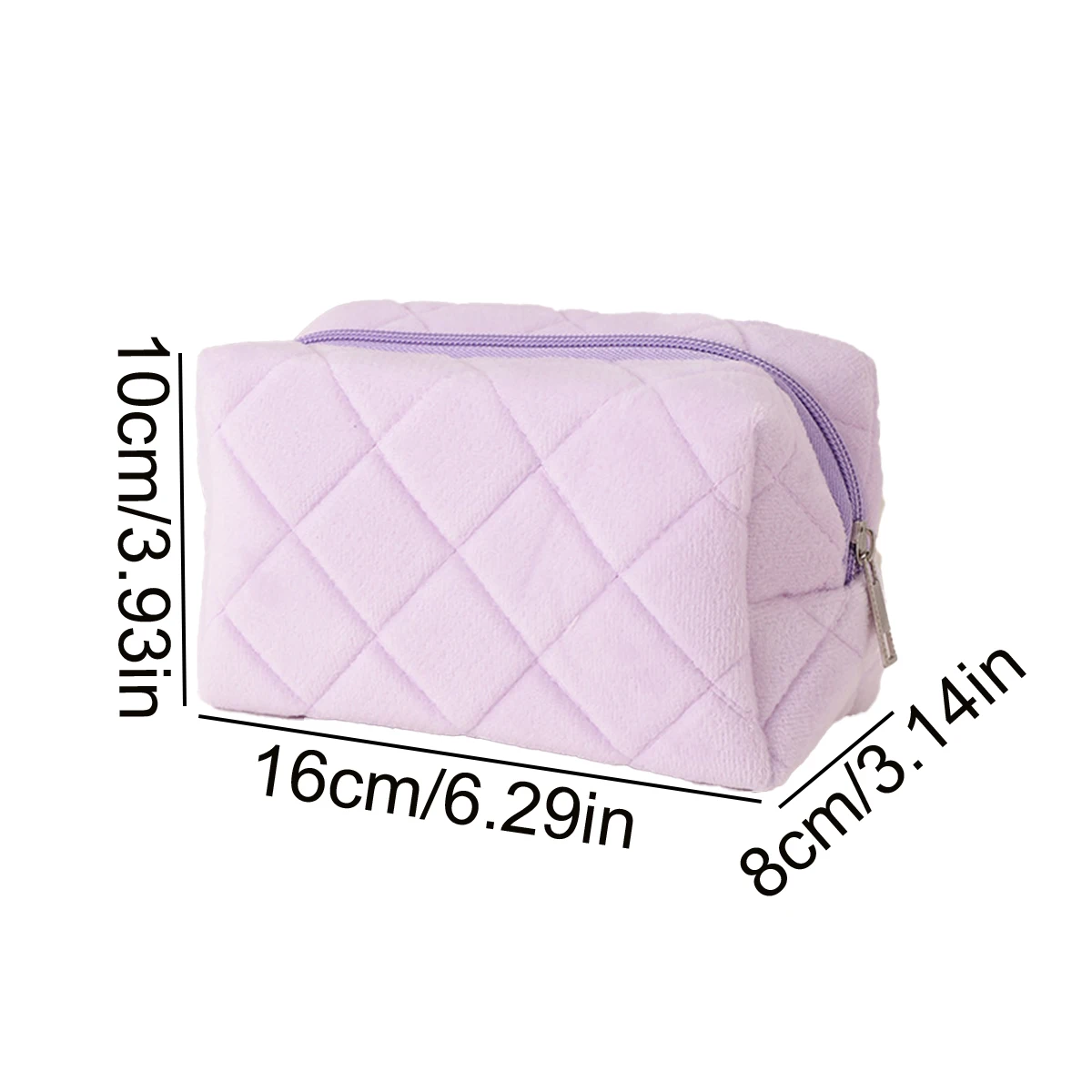 1 Piece Macaron Puffy Pencil Case Cream Aesthetic Quilted Plush Large Capacity Zipper Stationery Pouch For Teen School Office view 2