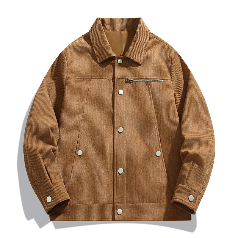 New Men'S Autumn And Winter Fashion Trend Corduroy Jacket Youth Single Breasted Casual Handsome Thick Versatile Lapel Coat Male