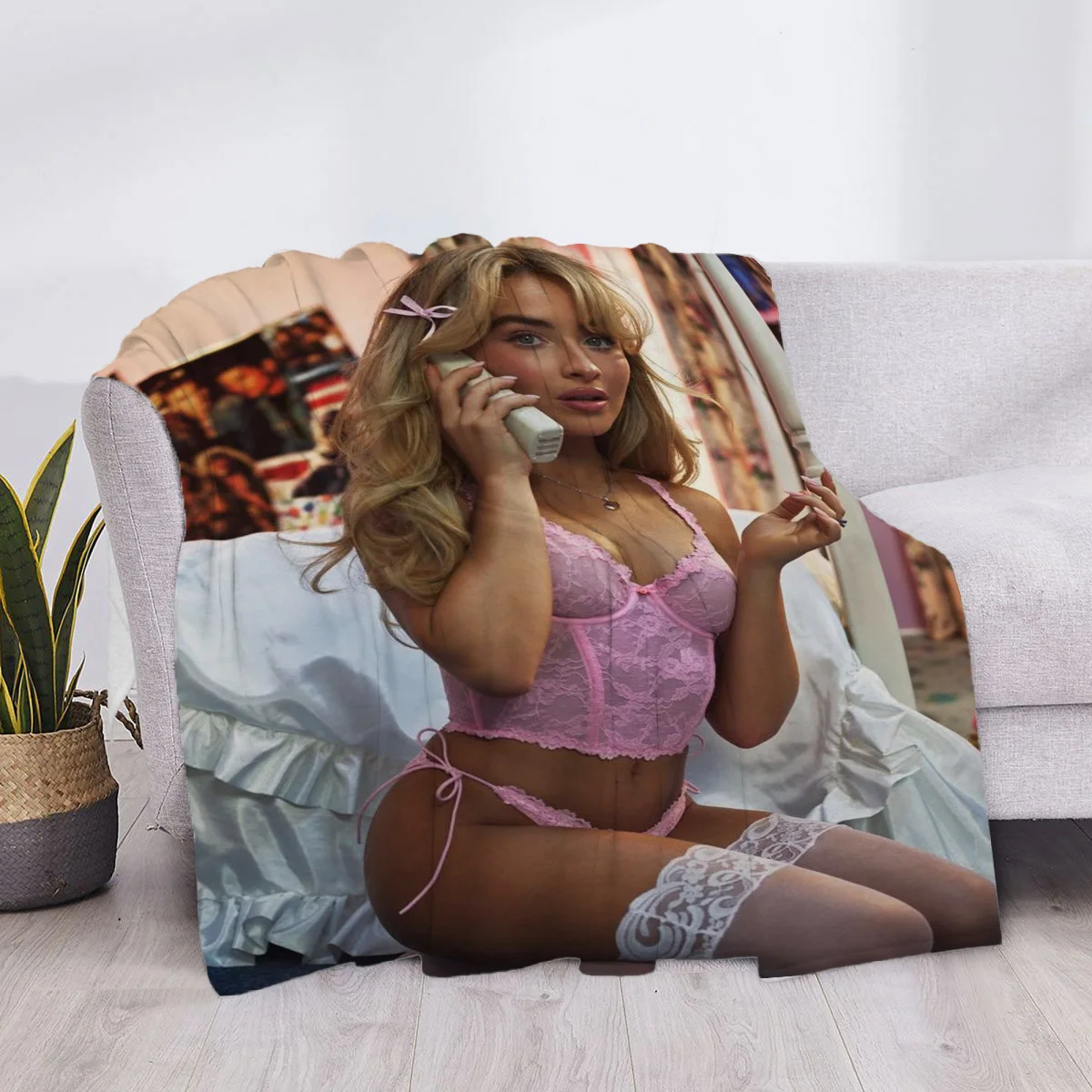 Customize Blanket Sabrina Carpenter Luxury Cover Plaid Fluffy Soft Blankets & Throws Throw Sofa Knee Microfiber H Anime Child Cu