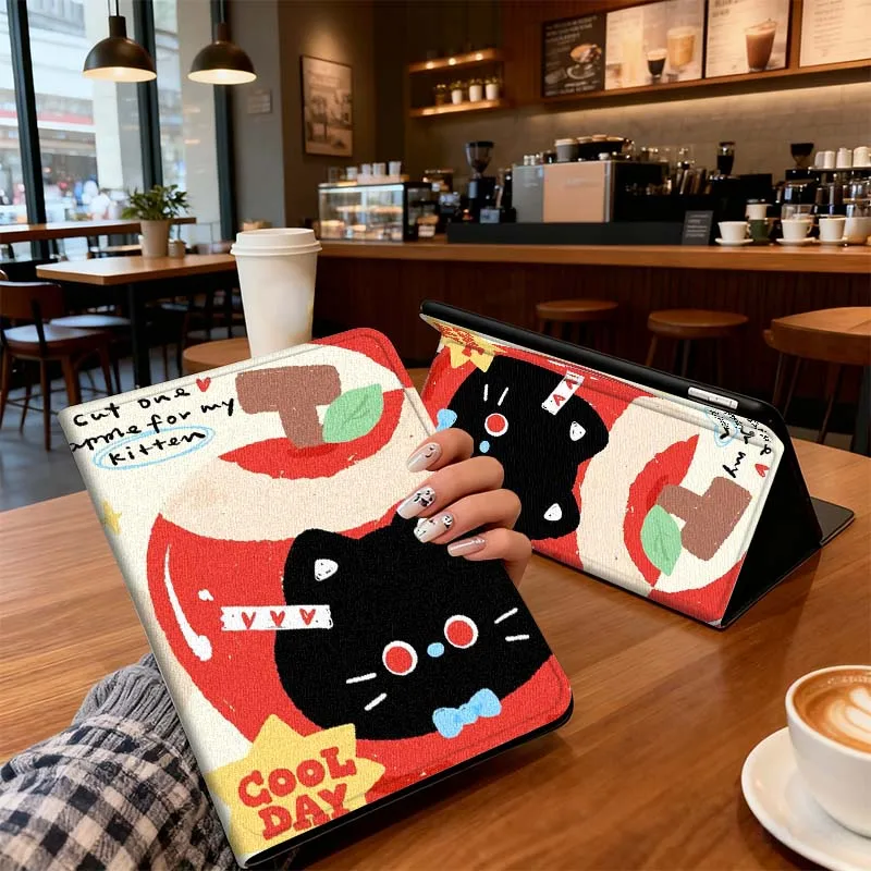 

Black Cat Creative Illustration For iPad Pro 7 8 9 Gen 2 11 13 5th 6th 10th 11th M5 M4 12.9 10.9 10.2 Inch 2024 2025 Tablet Case