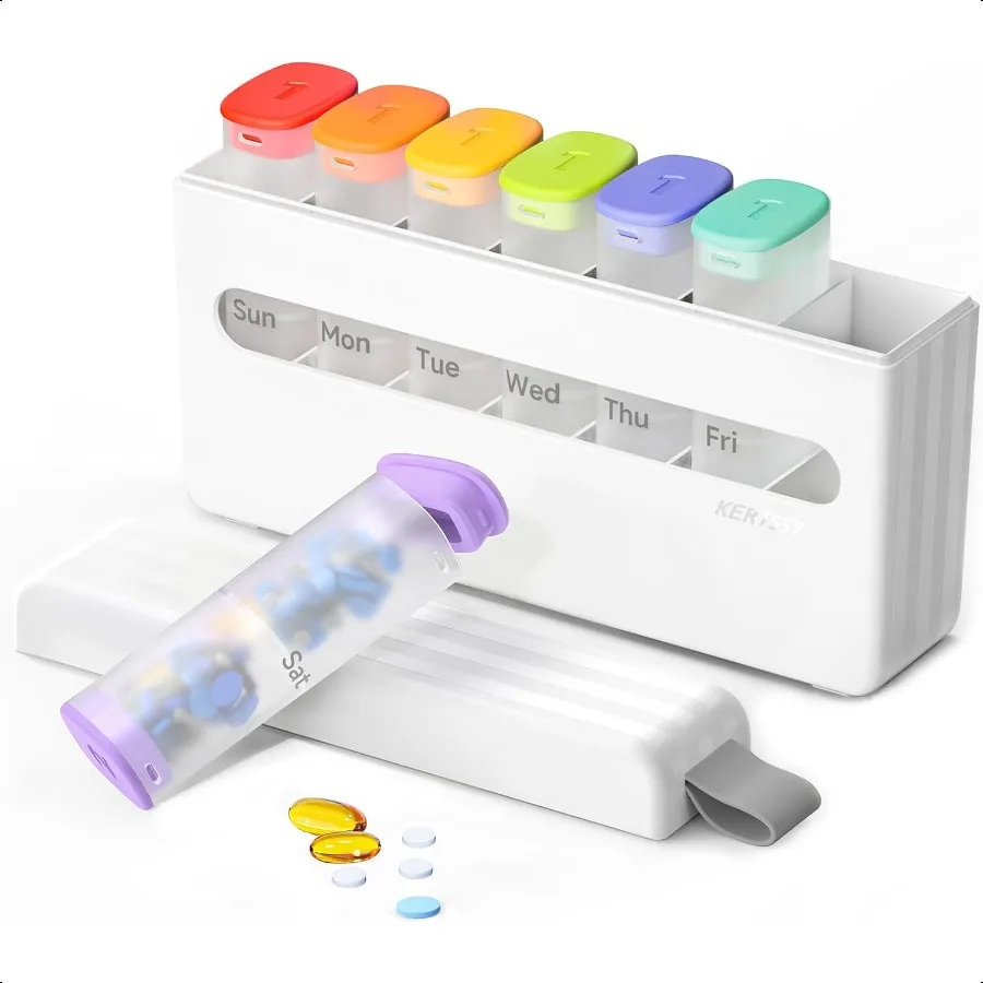 

Weekly Pill Organizer 2 Times a Day Am Pm Pill Box 7 Day Large Twice Medicine Pill Case for Daily Medication Vitamins Fish Oils