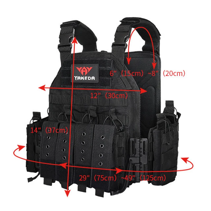 YKEDA 1000D Nylon Plate Carrier Kamizelka taktyczna Outdoor Hunting Ochronna regulowana kamizelka Molle do akcesoriów bojowych Airsoft