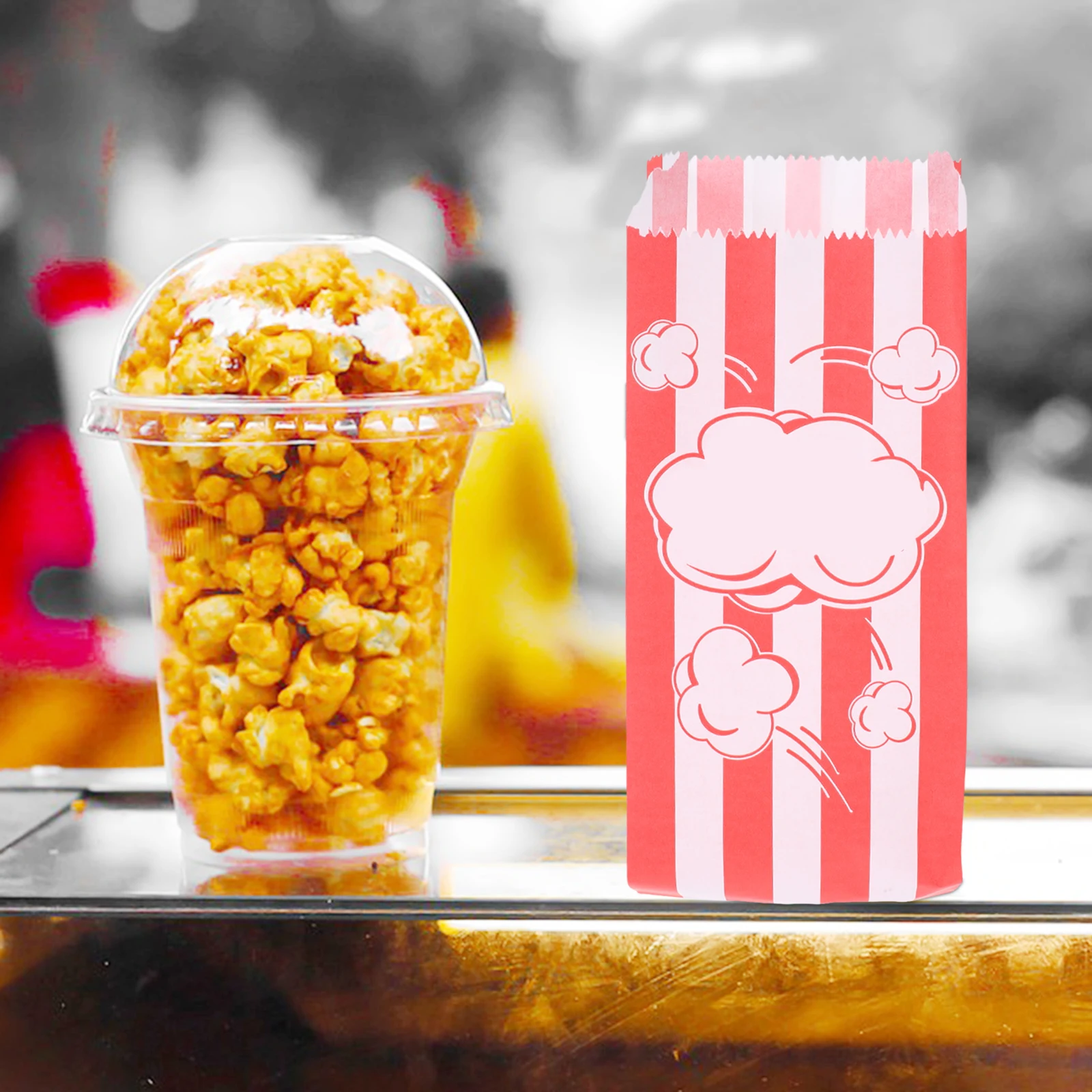 

30pcs Greaseproof Paper Bags for Popcorn Individual Servings Leak Proof Food Safe Party Small Bags Reusable Containers