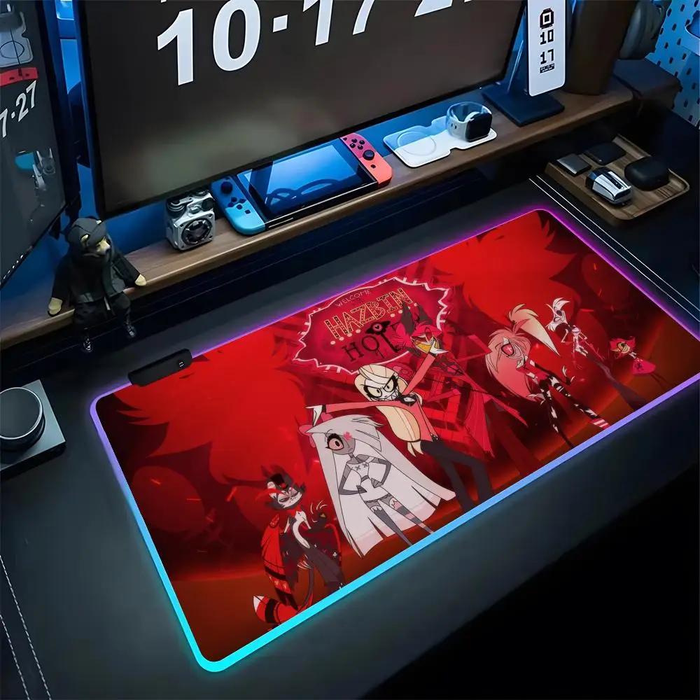 

HazbinS H-Hotels AlastorS Mouse Pad Gaming Rgb Mousepad Backlit Keyboard Gamer Girl Xxl Laptop Mat Table Pads Valorant Deskpad