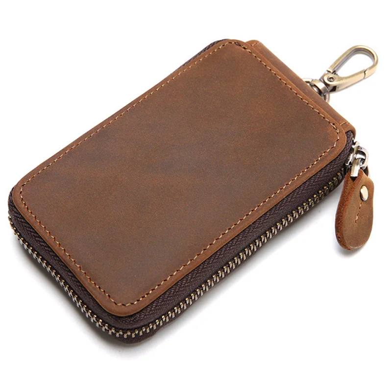 

Vintage Key Holder men Genuine Leather key holder wallet housekeeper wo case smart organizer pouch