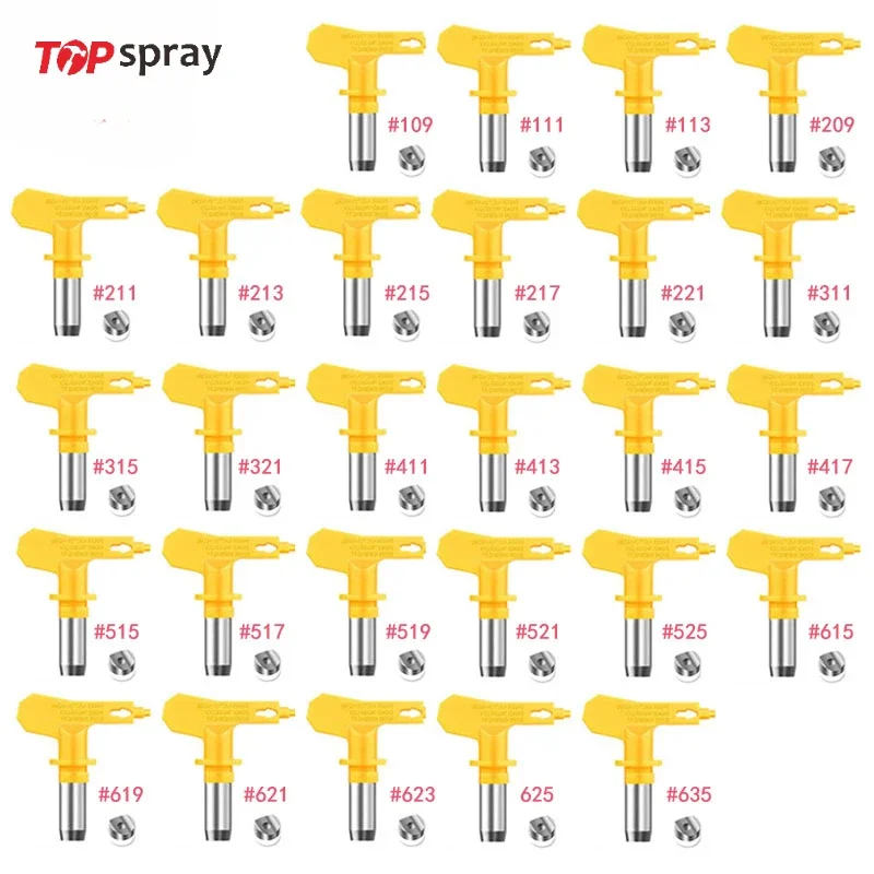 

Topspray Yellow Multiple Models Airless Spray Gun Nozzle Tip 3600psi Airless Tips 395 515 for Paint Sprayer