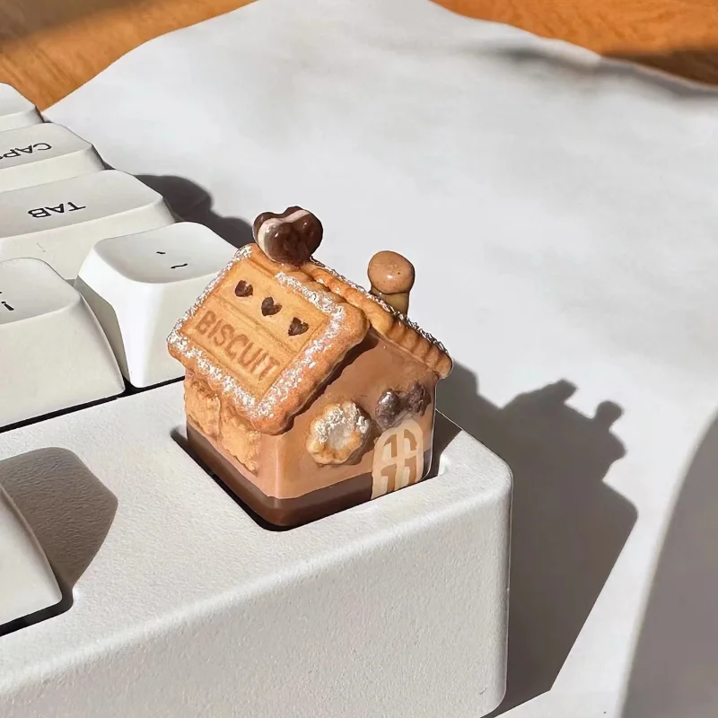 MiFuny Cute Cookie House Keycaps Maid Cow Custom Clay Artisan Keyboard Caps for Mechanical Keyboard Gaming Accessories GIrl Gift