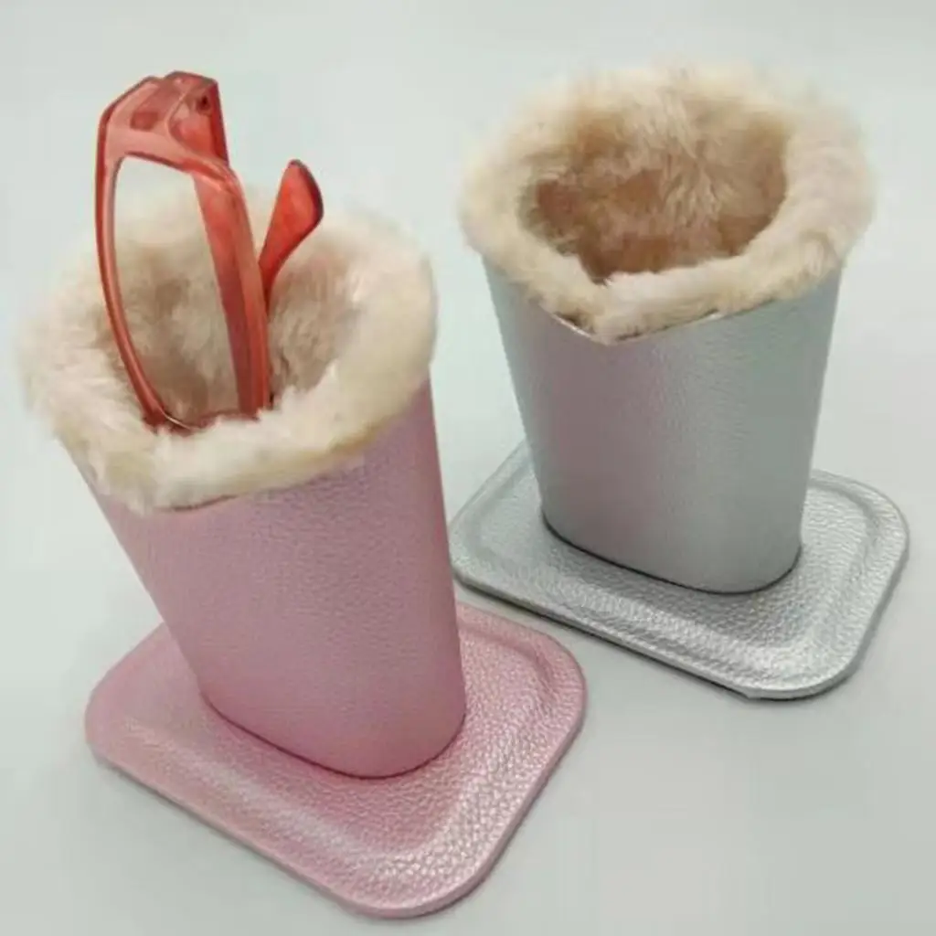 Desk Organizer Glasses Upright Desktop Case Plush Lined Eyeglass Holder for Sunglasses and Stationery