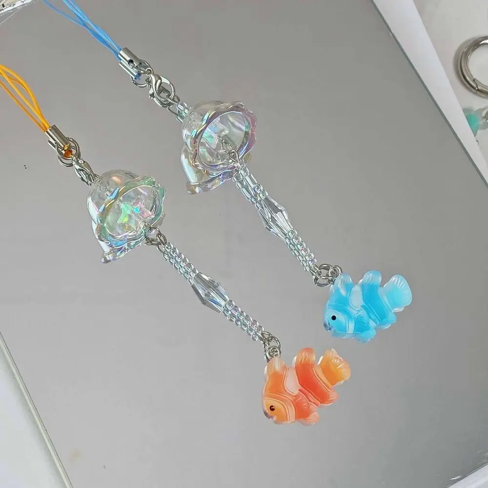 

Acrylic Material Fish Pendant Boho Charm Hanging Pendant Jellyfish Charm Handmade Beaded Decorative Ornament Goldfish Wind Chime