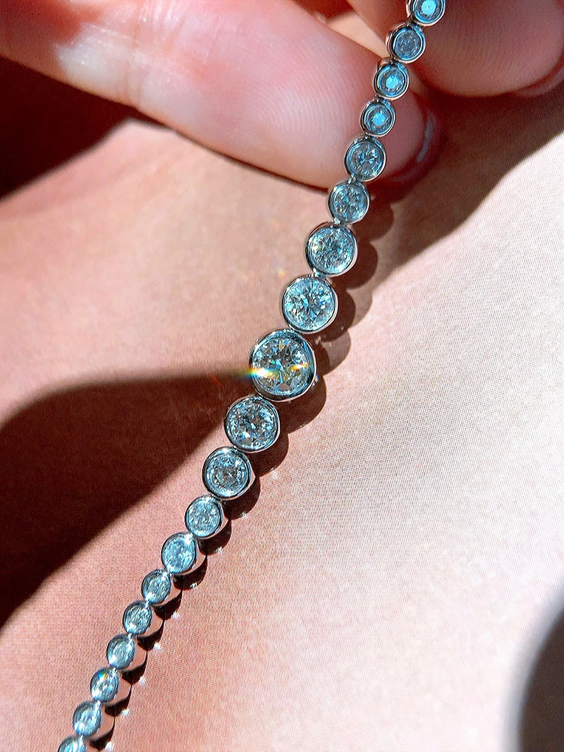 LUOWEND 100% 18K White/Yellow Gold Bracelet Luxury Design 1.25carat Real Natural Diamond Bracelet for Women High Party Jewelry