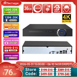 Techage-Suporte Inteligente AI Face, Detecção Humana e de Movimento, H.265, Ultra HD, 4K, 8MP, 32CH, IP, NVR, H.265, Alerta de Email, Protocolo Onvif, P2P