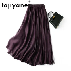 TAJIYANE 100% Natural Mulberry Silk Womens Skirts Fashion Summer Skirts Women Clothing 2024 New Arrivals Long Skirt Топ С Юбкой