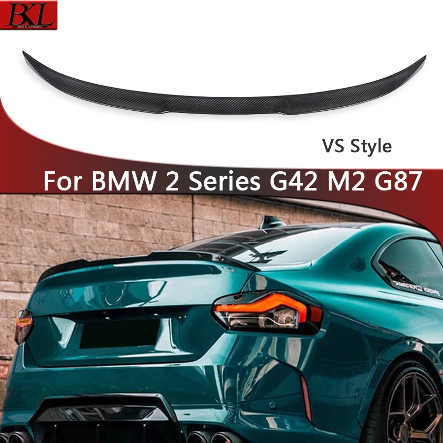 For BMW 2 Series G42 M2 G87 M240  VS Style Carbon Fiber Tail fins Rear Trunk Spoiler Guide Wing Rear Wing Car Trunk Diverter