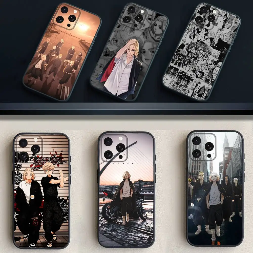 

Anime T-Tokyo Revengers Phone Case For iPhone 17,16,15,14,13,12,11 Plus,Pro Max,XS,X,XR,SE,Mini,8,7,Soft Silicone Black Cover
