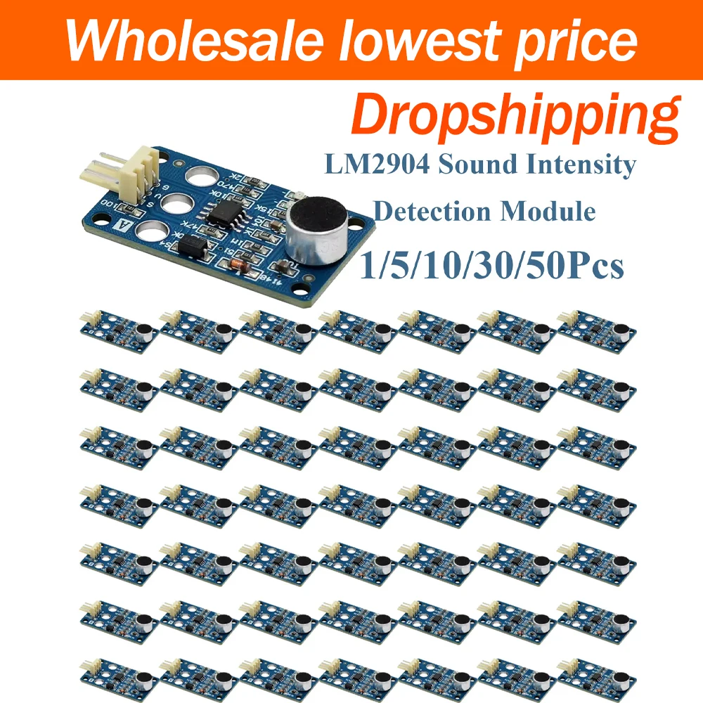 1~50Pcs LM2904 Sound Intensity Detection Module Noise Decibel Voice Control Sensor Analog Microphone Sound Level Detection