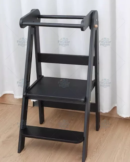 Suitable for Foldable Birch Multi-Layer Step Stool Anti-Slip Handle for Kitchen Nursery