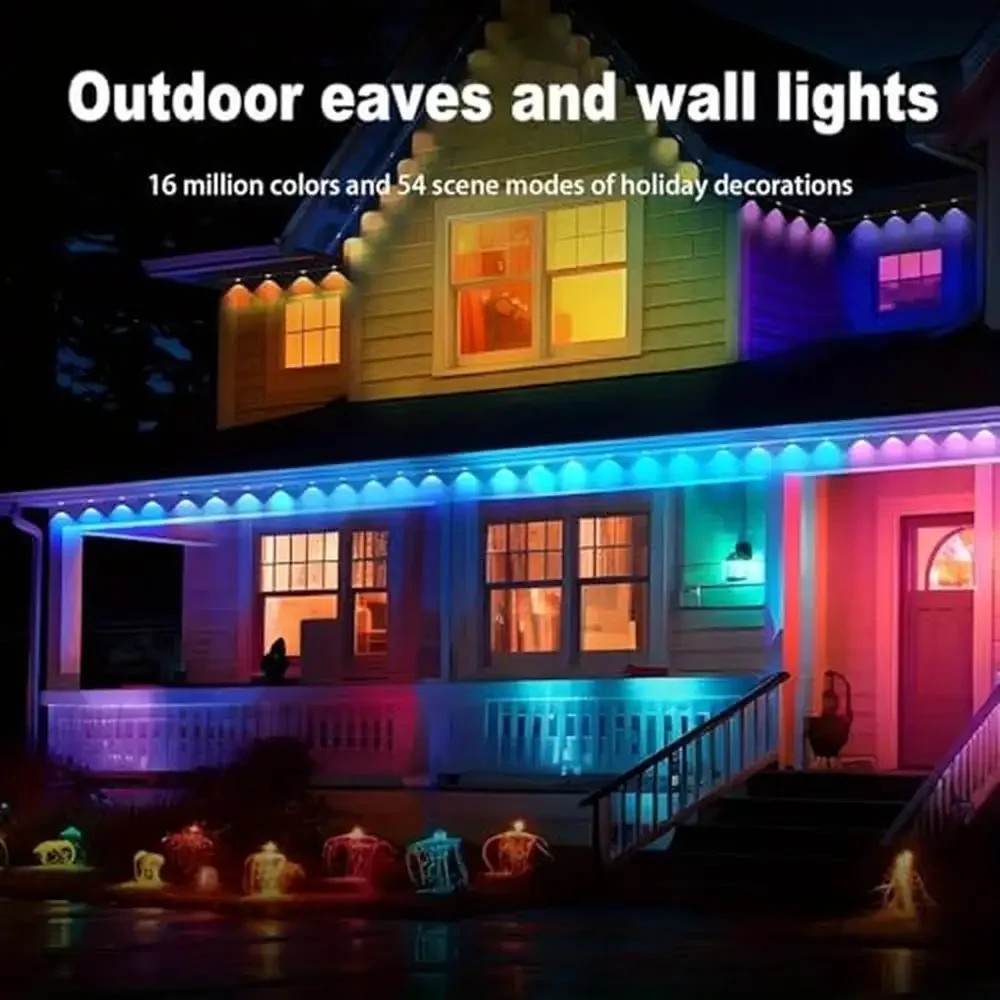 60LED RGB Smart Lights Outdoor App & Remote Controlled Eaves Decorative Lights Waterproof Outdoor Lighting