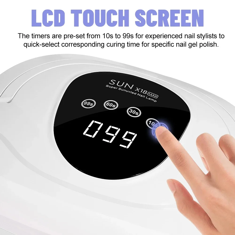 SUN X18 MAX 320W Professional Auto Sensor UV LED Nail Lamp Manicure Nails Gel Polish Drying Machine 48W Plastic Nail Drying Lamp