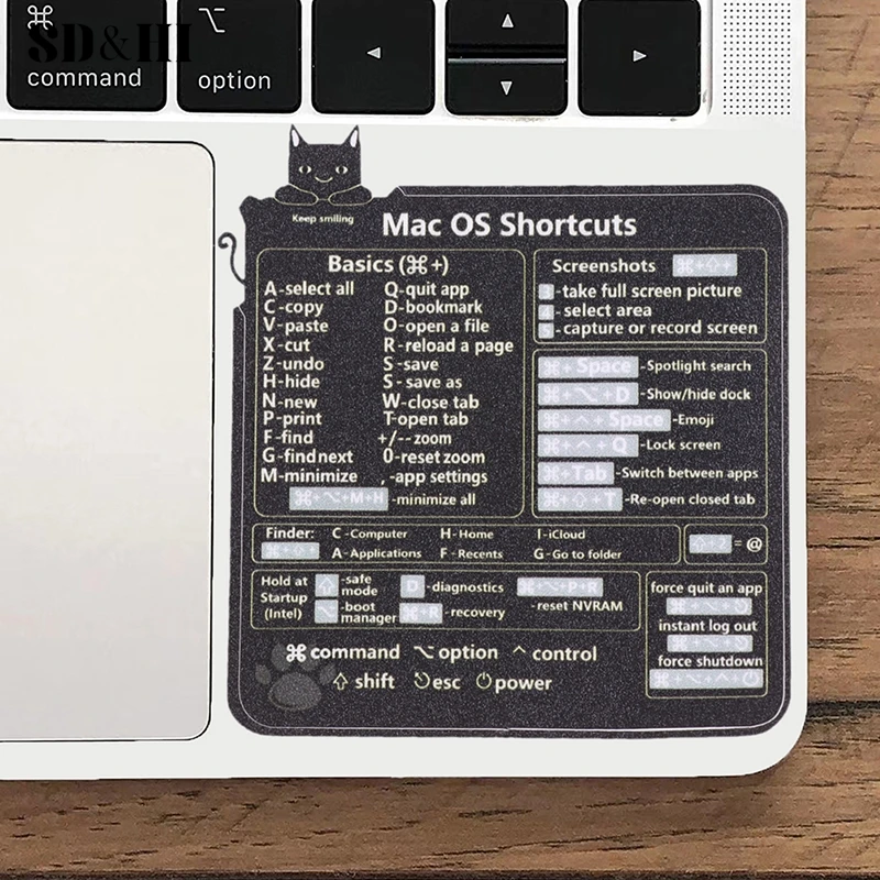 OS  Reference Keyboard Computer Shortcut Sticker Adhesive Removable Stickers For Quick Reference Keyboard Guide Black