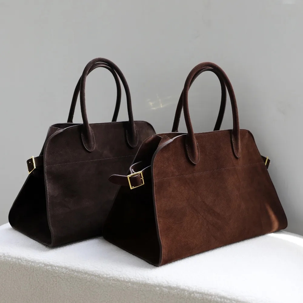 

Light Luxury High Quality Matte Cowhide Leather Tote Bag Large Capacity Computer Bag Commuter Temperament Portable Women's Bag