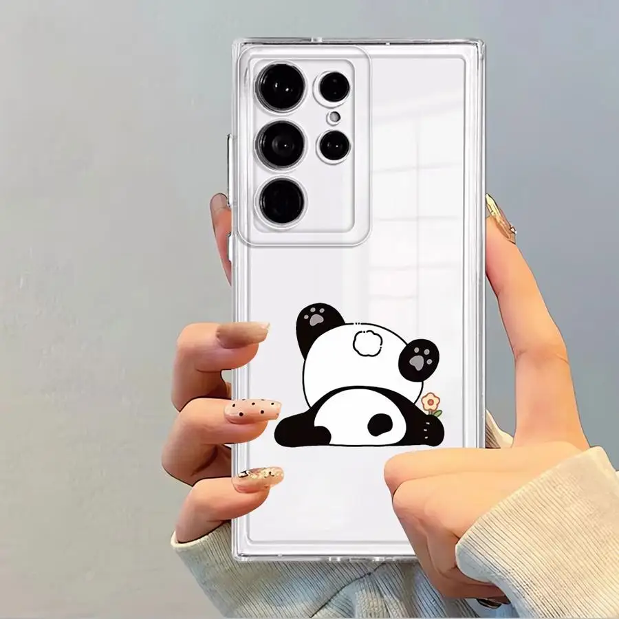 Capa de telefone macia para samsung galaxy s21 s20 plus s23 ultra s24 nota 20 ultra 10 s25 borda s22 fe bonito dos desenhos animados panda