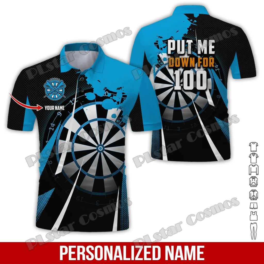 PLstar Cosmos Darts player Custom Name 3D All Over Printed Premium Men's Polo Shirt Summer Street Casual Short sleeve shirt WK61