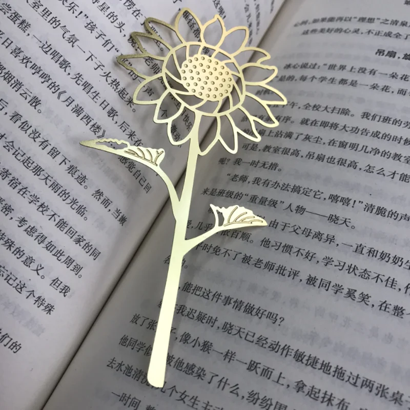 Sunflower Plant Bookmark Alloy Art Portable Reading Pendant Accessories Bookclip Tab Escolar Papelaria Office School Stationery