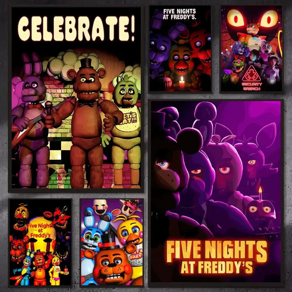 Horror F-Five Nights at Freddys Poster PP Wall Art Prints Poster for Dorm Room Apartment Home Office Room Decor Gift Waterproof