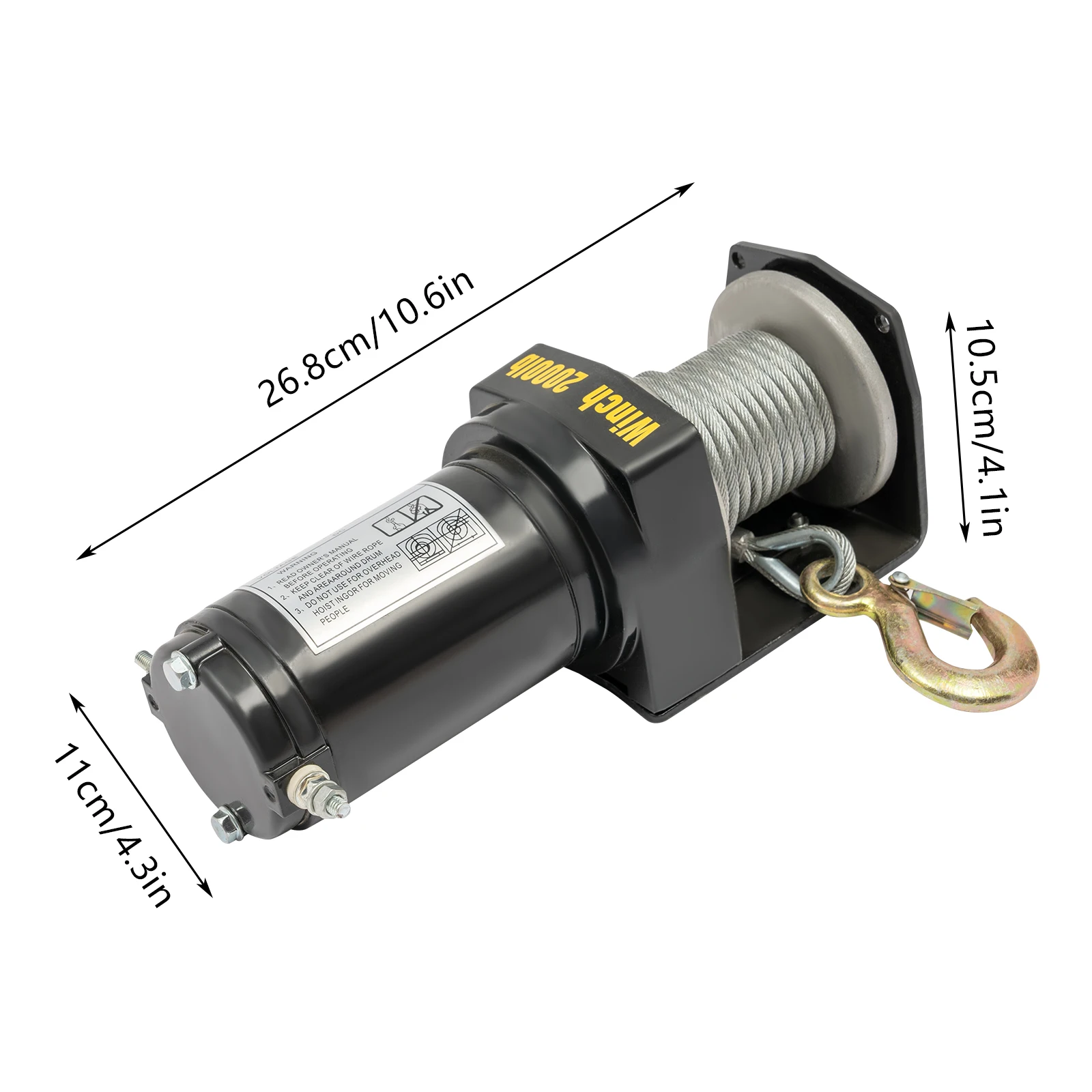 0.4KW Electric Winch DC12V, Black Electric Lifting Device IP67 Waterproof Grade