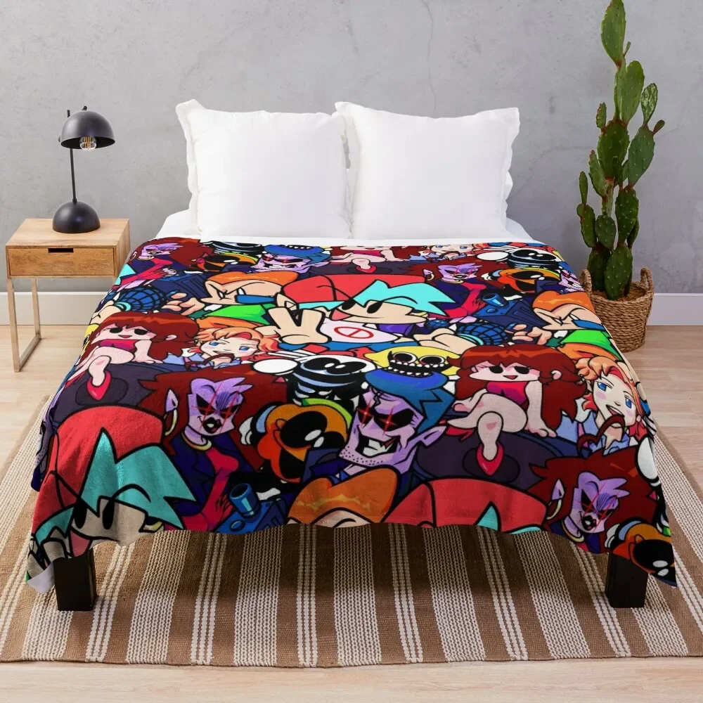 

Friday Night Funkin Collage Throw Blanket Retros Luxury Thicken blankets and throws Nap Blankets