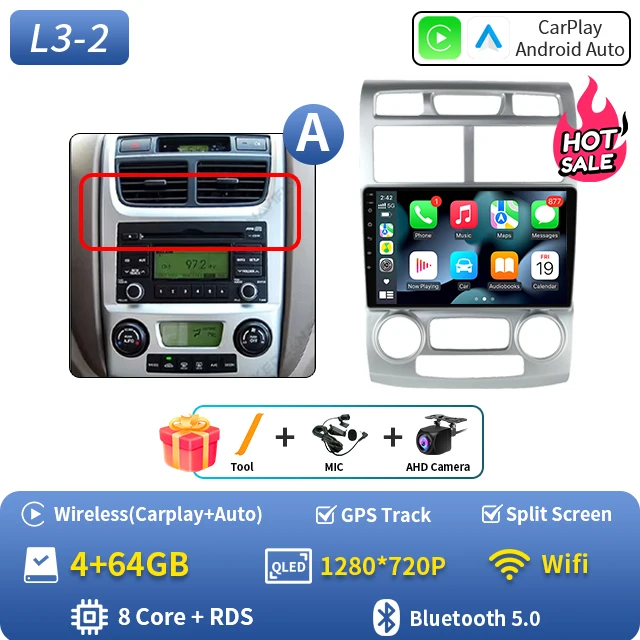 Android 16 autoradio voor Kia Sportage 2 2004 2005 2006 2007-2010 Auto Carplay GPS Multimedia Speler Stereo Navigatie Head Unit - afbeelding 1