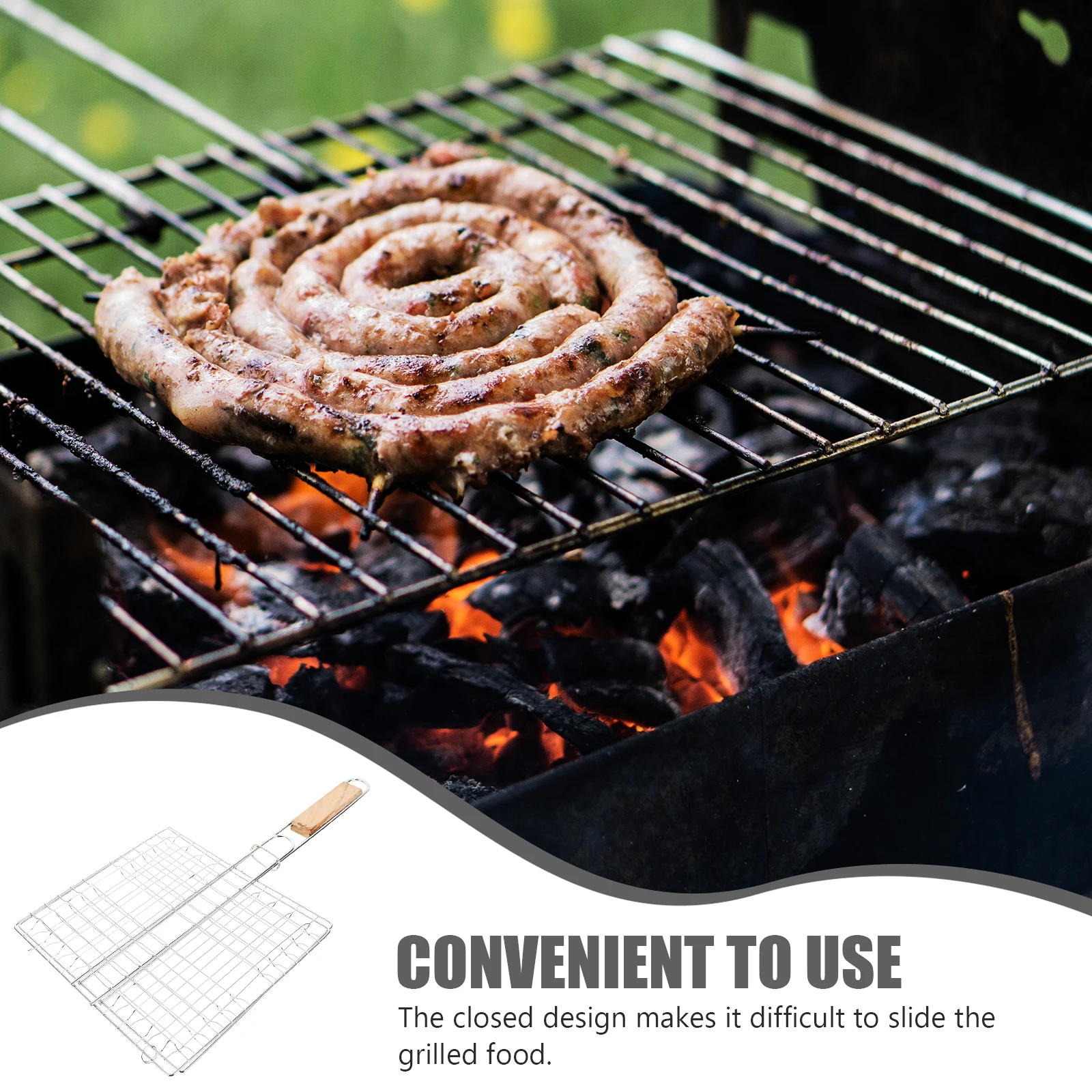

Grilled Fish Net Barbecue Clip Tools Stainless Steel Square BBQ Roasting Rack Baking Wire Mesh Outdoor Cooking Camping