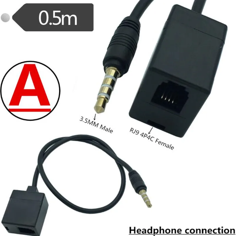 

LBSC Extension Cable Adapter 3.5mm Male Jack to RJ9 4P4C Female Converter Wire for Traffic machine to cellphone headset