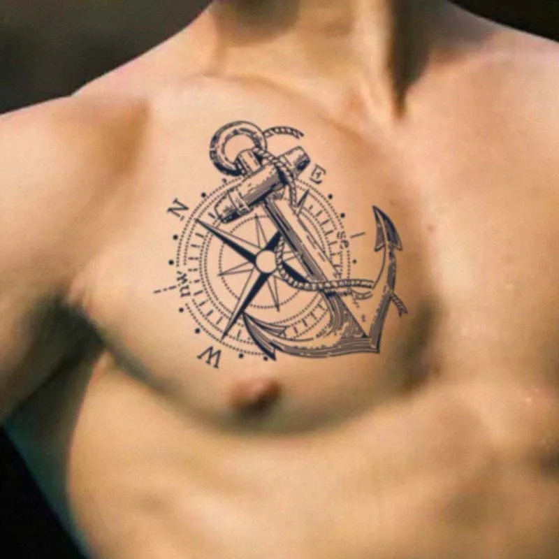 2pic Temporary Waterproof Geometric Pattern Tattoo With 3 Boat Anchor Pointers, Lasting For 1To 2Weeks,For arm and neck