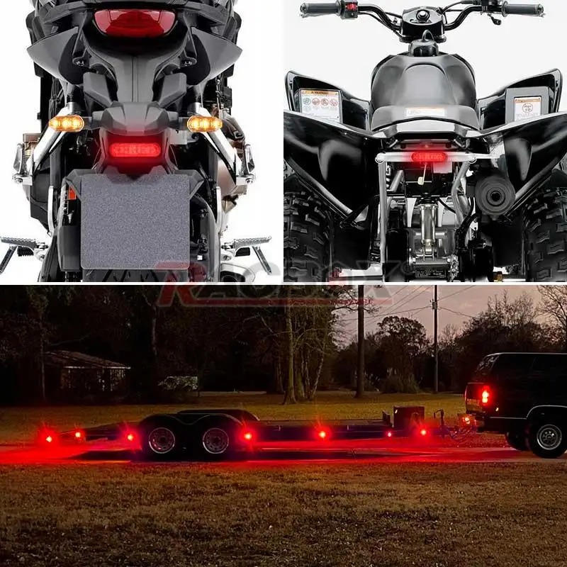 24led refletor de luz traseira, lâmpada de freio traseiro, posição de parada, aviso, lâmpada reversa universal para motocicleta, carro, caminhão, suv, atv, 12v