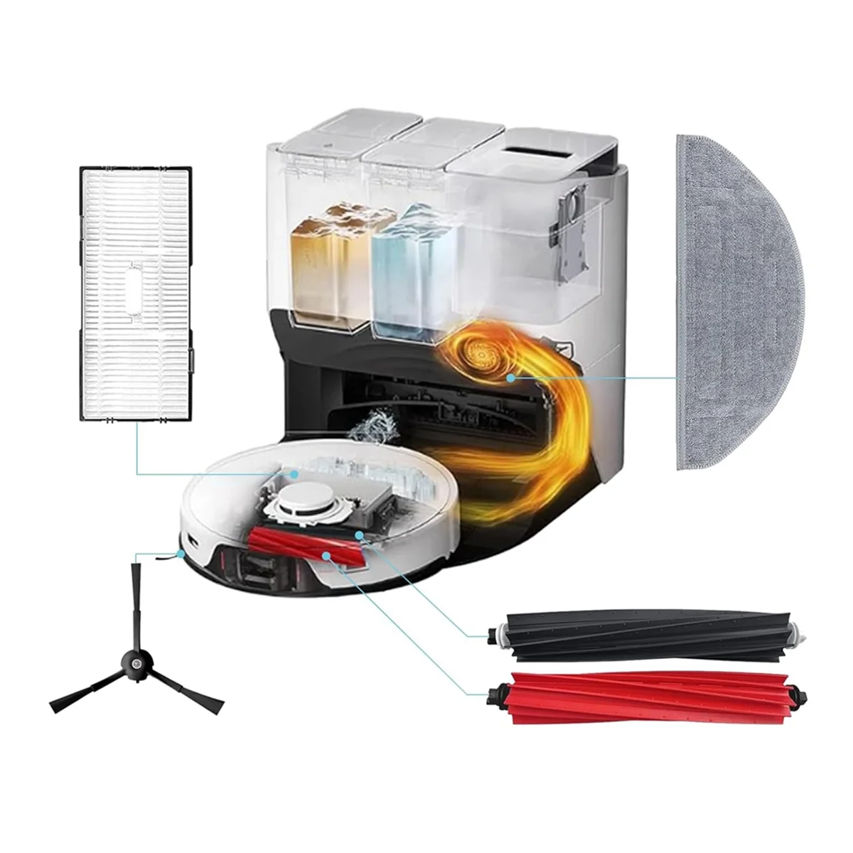 Para roborock s8 pro ultra escova lateral principal filtro hepa mop saco de pó aspirador acessórios kit