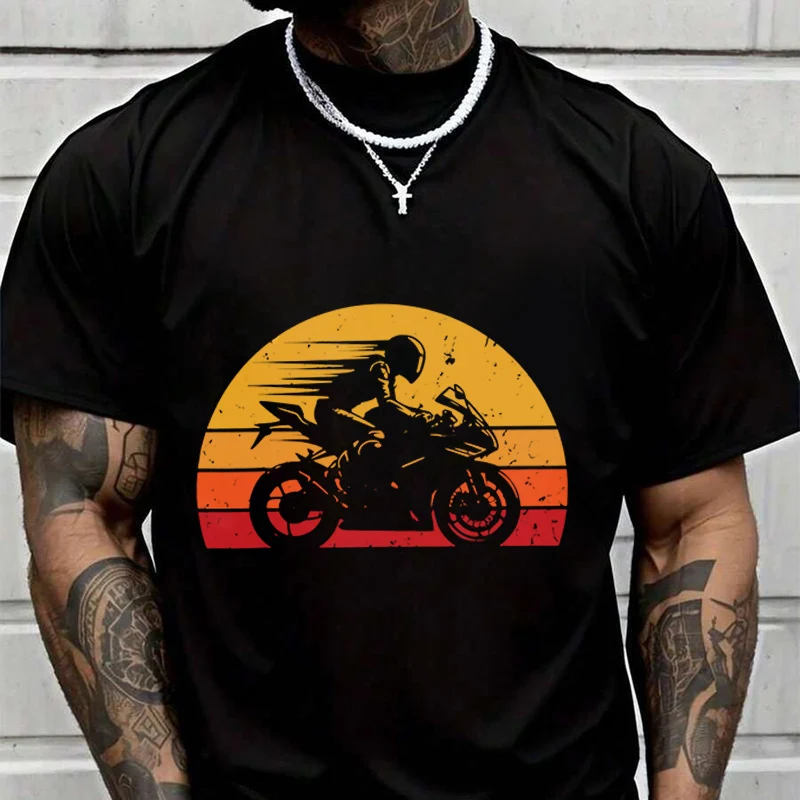 

Vintage Retro Racing Gril Men's Graphic Black T-Shirt New Men's Casual O-neck Short Sleeve Tees