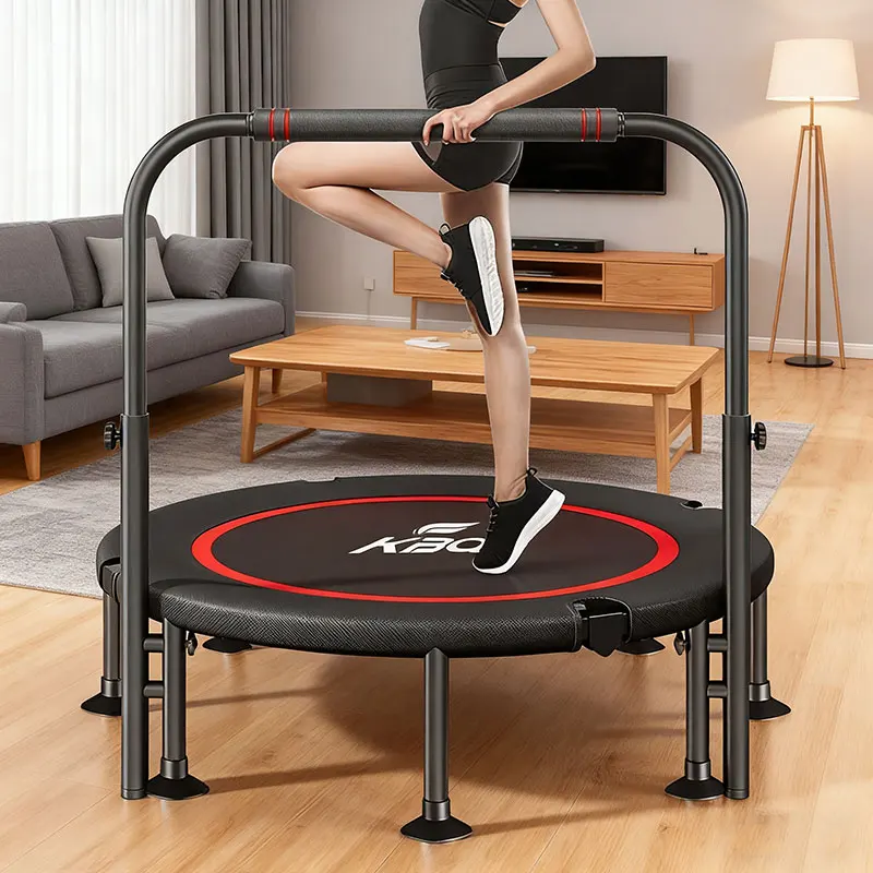 ترامبولين كبير للتدريب على اللياقة البدنية في الأماكن المغلقة/الخارجية مقاس 48 بوصة، مقبض قابل للتعديل، ترامبولين للياقة البدنية قابل للطي، سعة تحميل 661 رطلًا #1