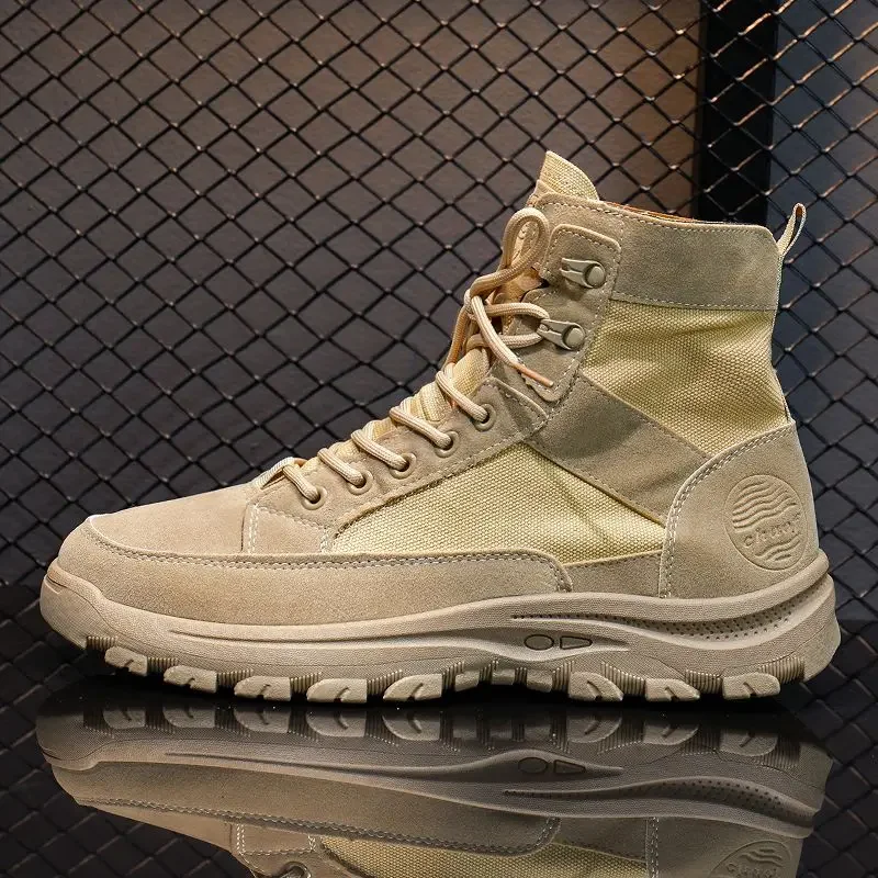 

Новое поступление 2023 года, летние уличные высокие парусиновые рабочие ботинки, прочная противоскользящая устойчивая к песке обувь для пешего туризма на толстой подошве